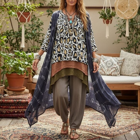 SoCa St. John Leopard Print Embellished Neckline Long Sleeve Blouse Size Small - Picture 1 of 13